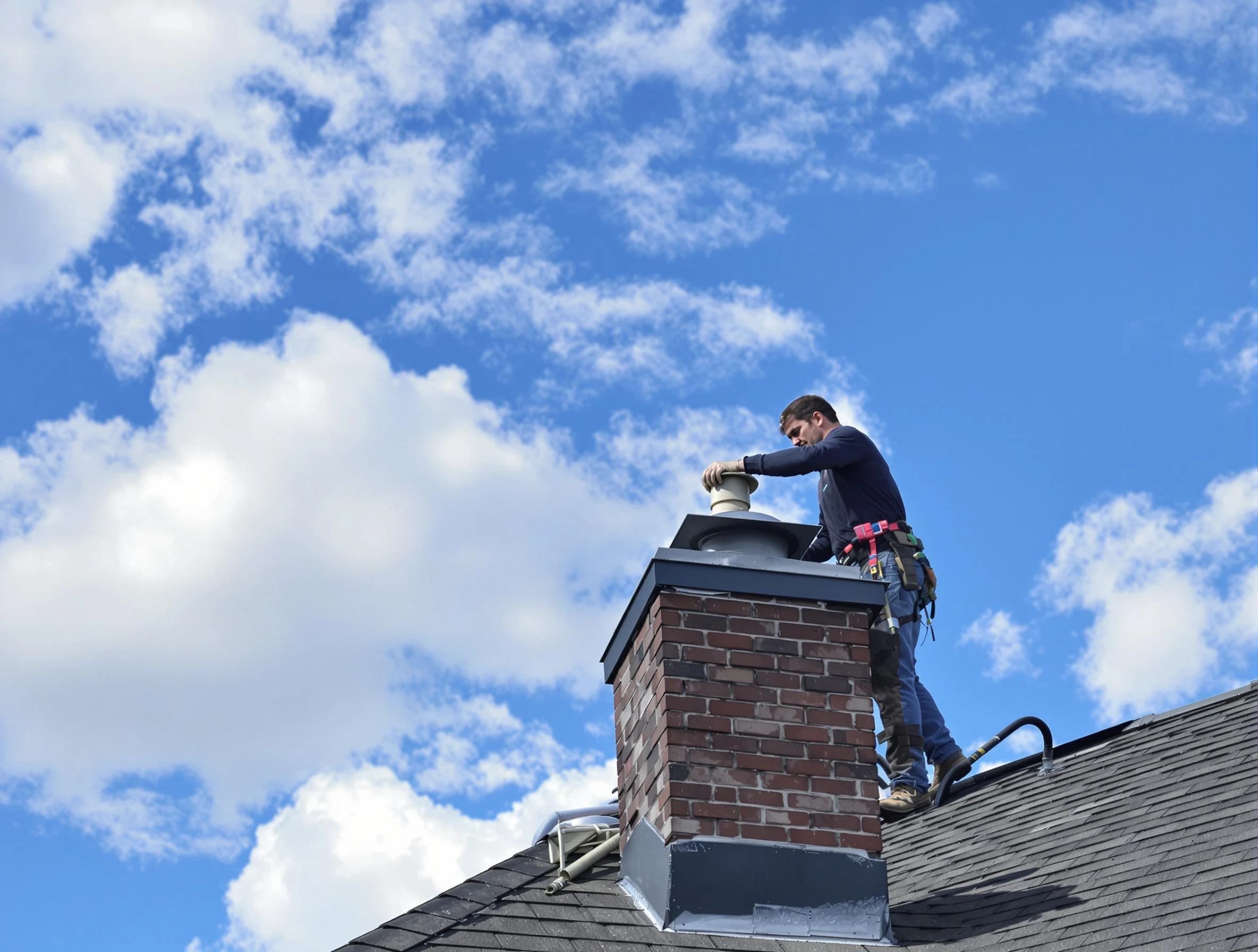 Salem Chimney Sweep installing a sturdy chimney cap in Salem, UT