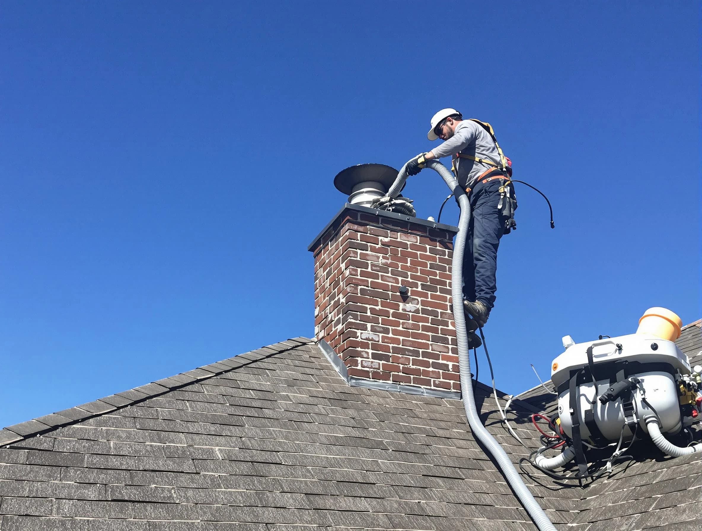 Dedicated Salem Chimney Sweep team member cleaning a chimney in Salem, UT