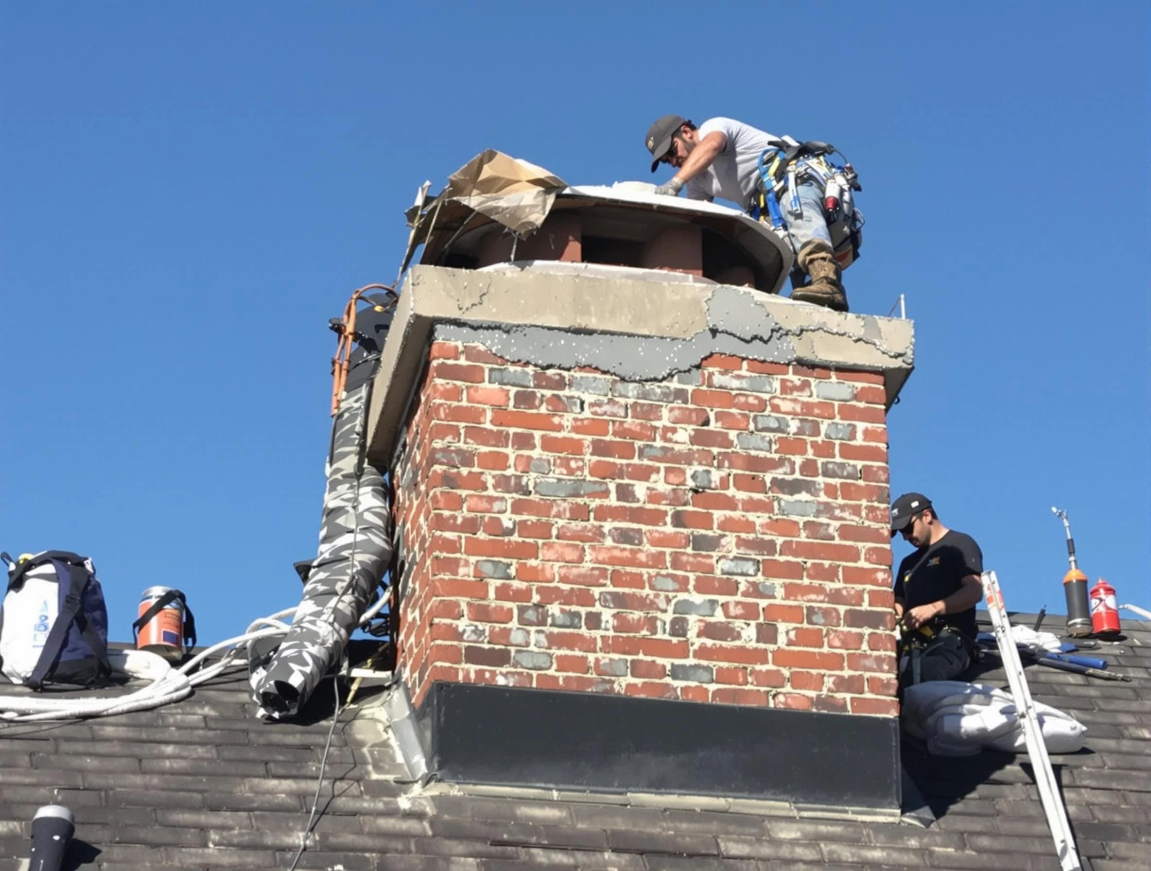 Salem Chimney Sweep installing a custom chimney crown in Salem, UT