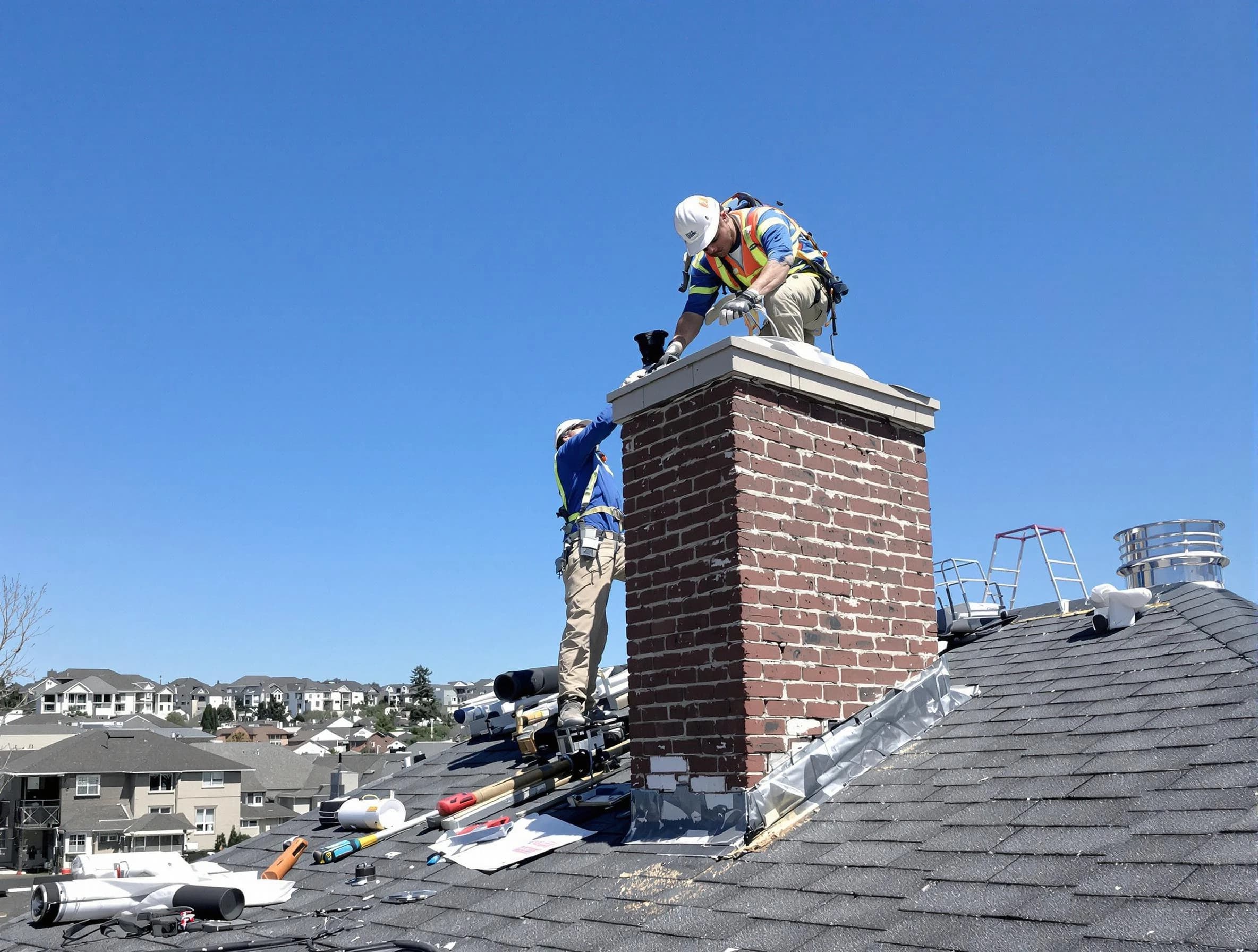 Salem Chimney Sweep repairing a chimney crown in Salem, UT