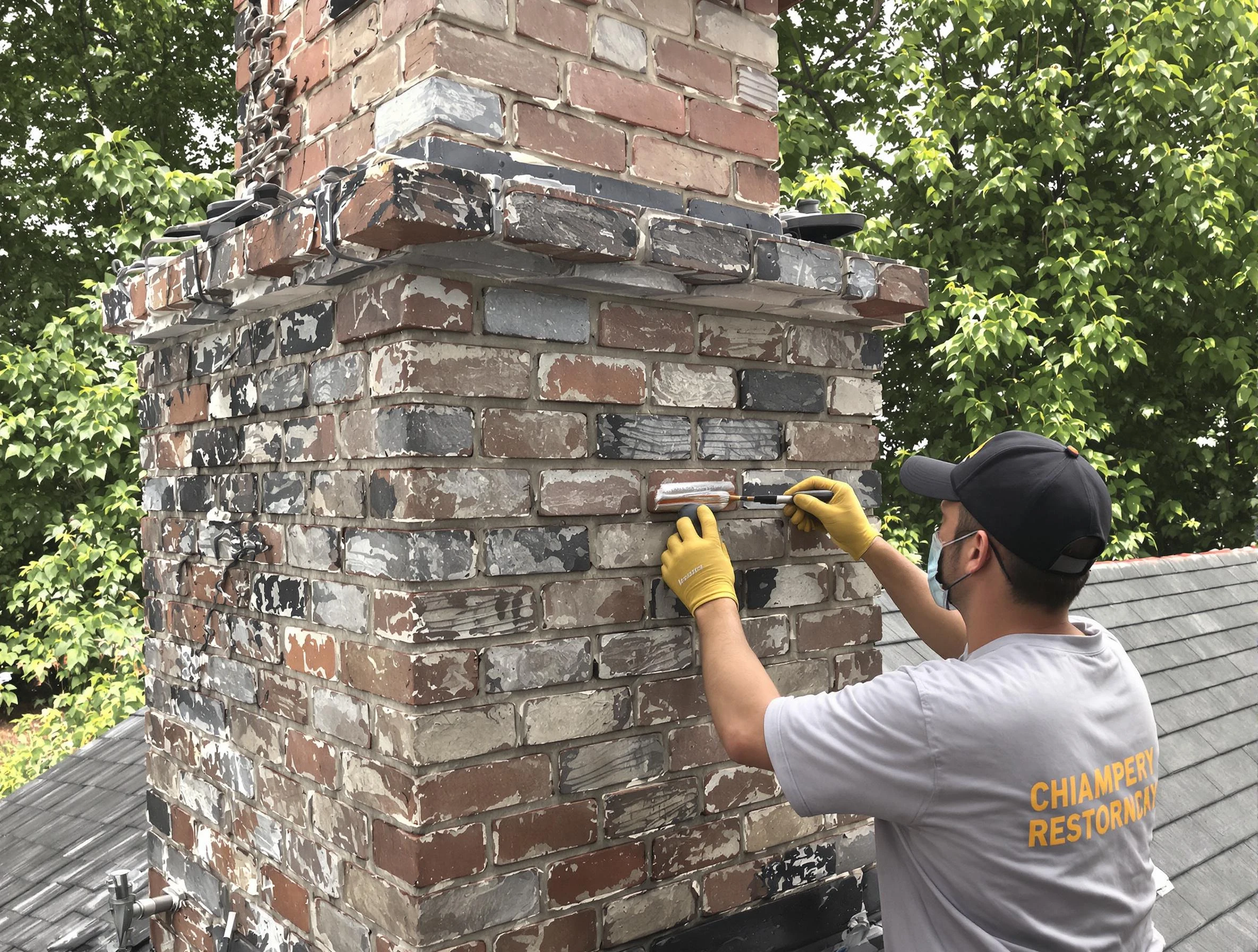 In-progress chimney restoration by Salem Chimney Sweep in Salem, UT