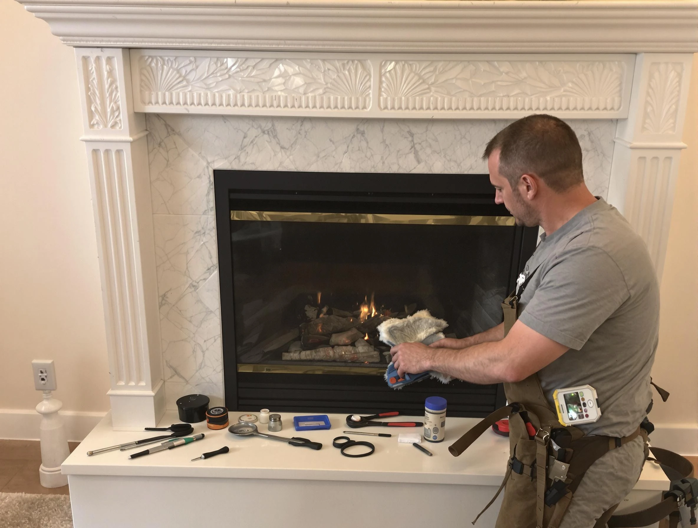 Salem Chimney Sweep performing fireplace maintenance in Salem, UT